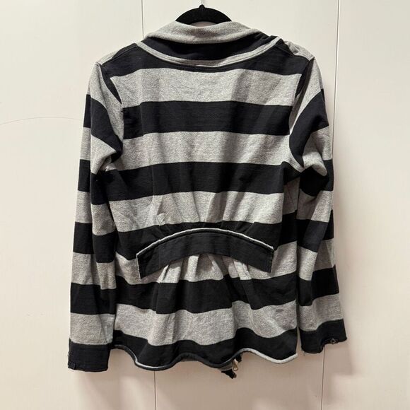 Y2K Allen B Allen Schwartz Women's Drapes Ruffle Front Cardigan Size Large Grey - Picture 4 of 6